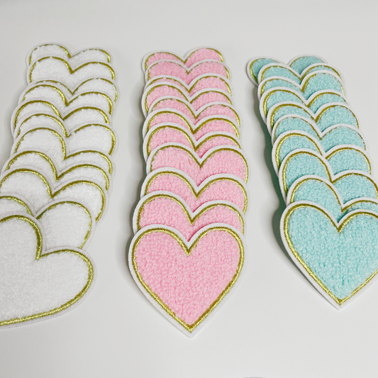 Small Chenille Heart Patch - 2.5" x 2" Pink, Teal or White hat patch: TEAL - 2" Chenille Patch