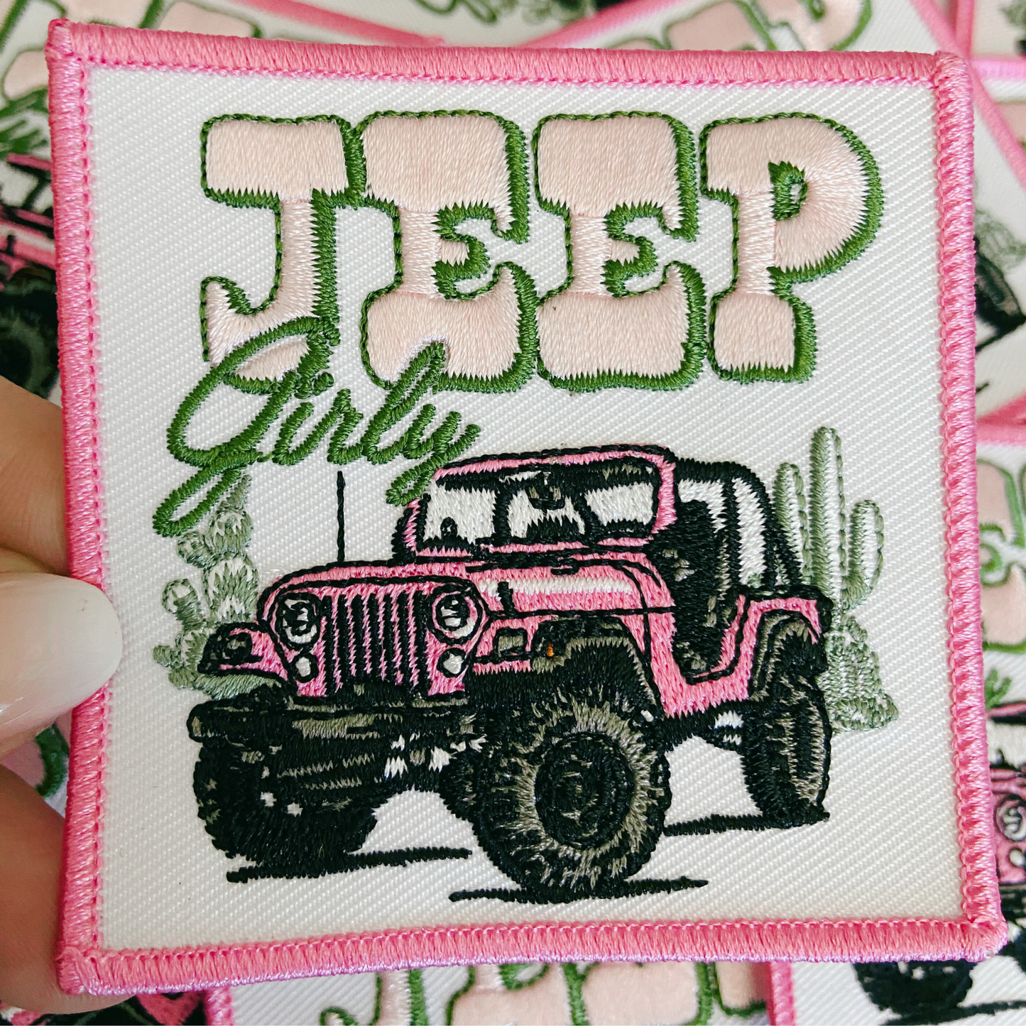 3" JEEP Girly - Embroidered Hat Patch: QTY 1