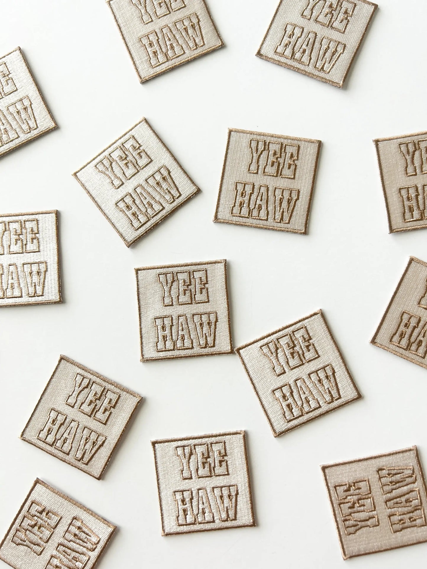 Yee Haw Tan Brown Embroidered Iron On Patch