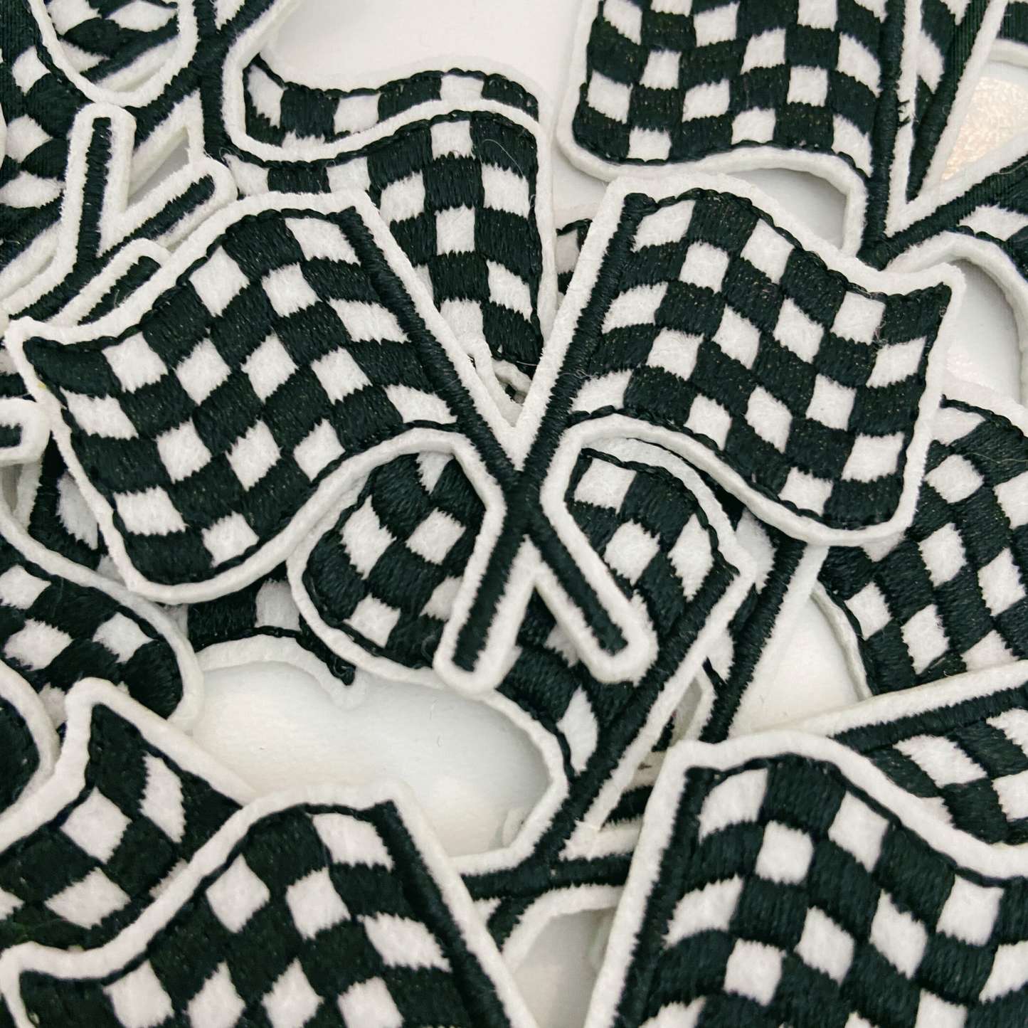 2" SMALL Checkered Racing Flags - Embroidered hat Patch: 3" Patch