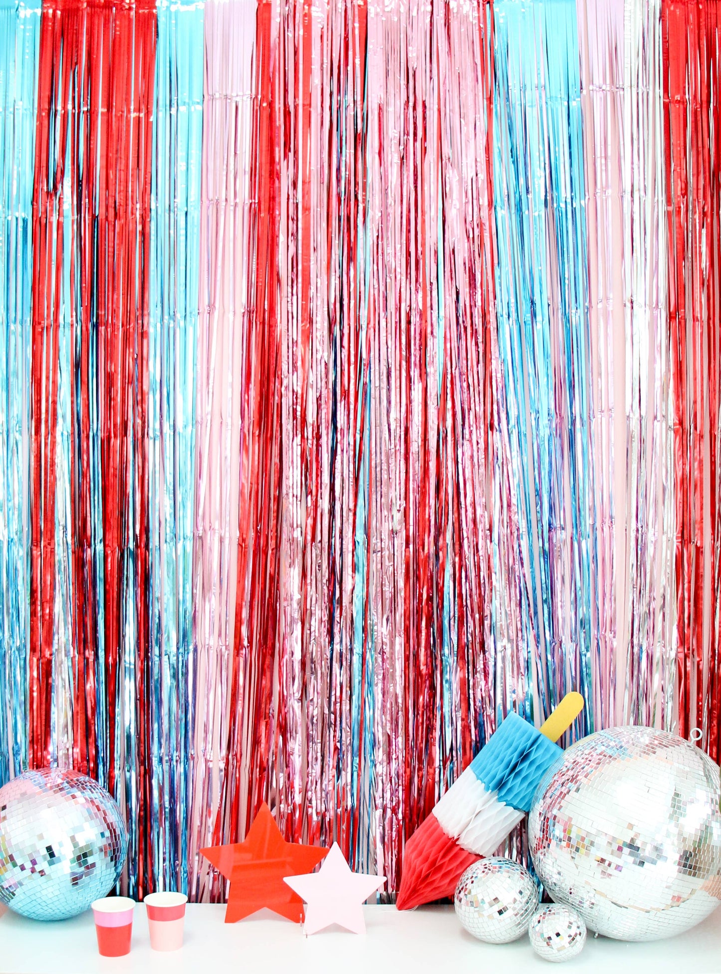 Mylar Fringe Curtain - Patriotic Pack for the 4th of July