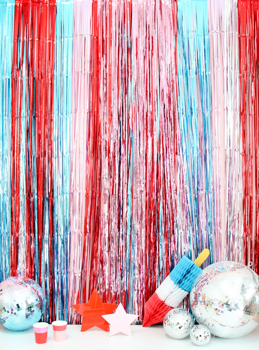 Mylar Fringe Curtain - Patriotic Pack for the 4th of July