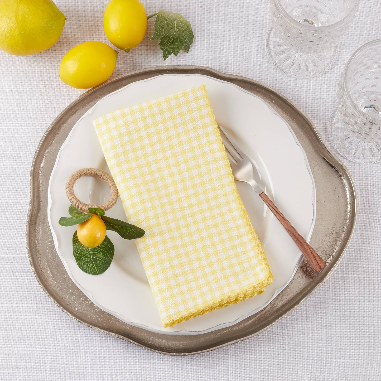 Gingham Napkin: Yellow / 18"