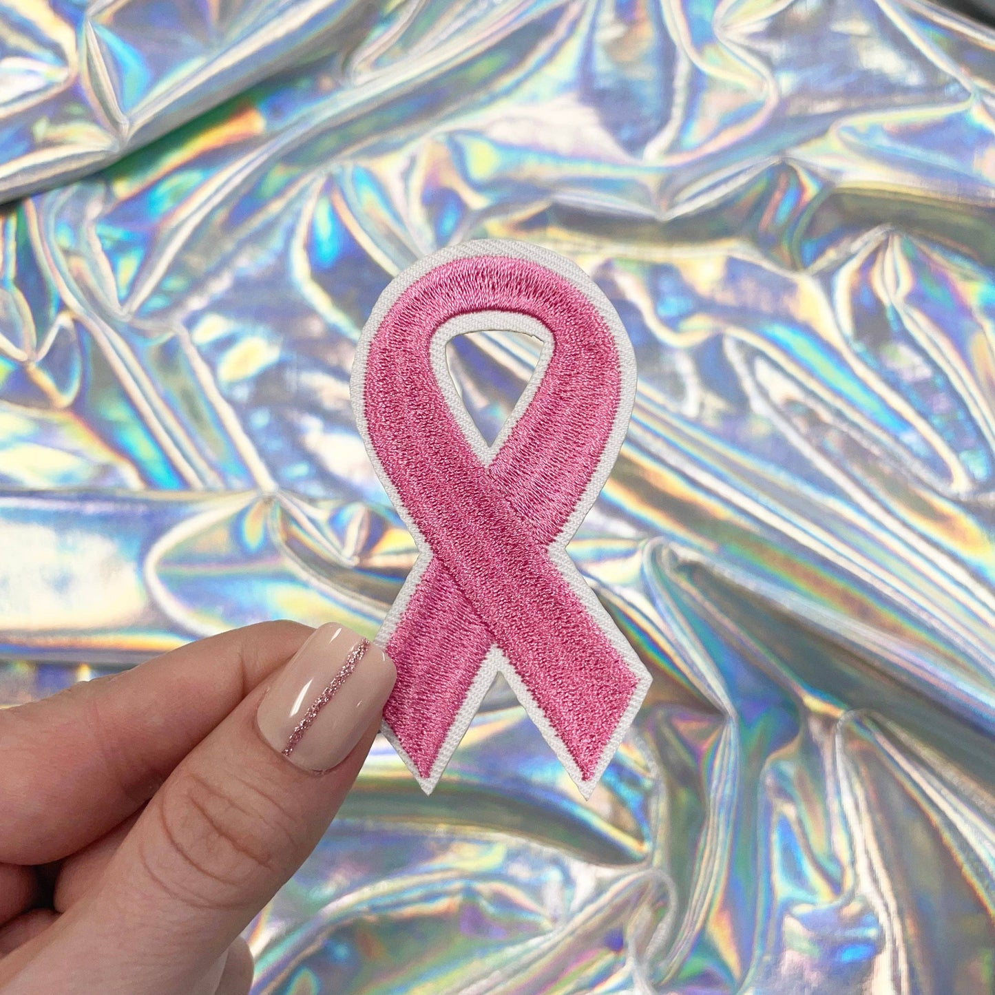 Breast Cancer Awareness Ribbon Iron On Patch