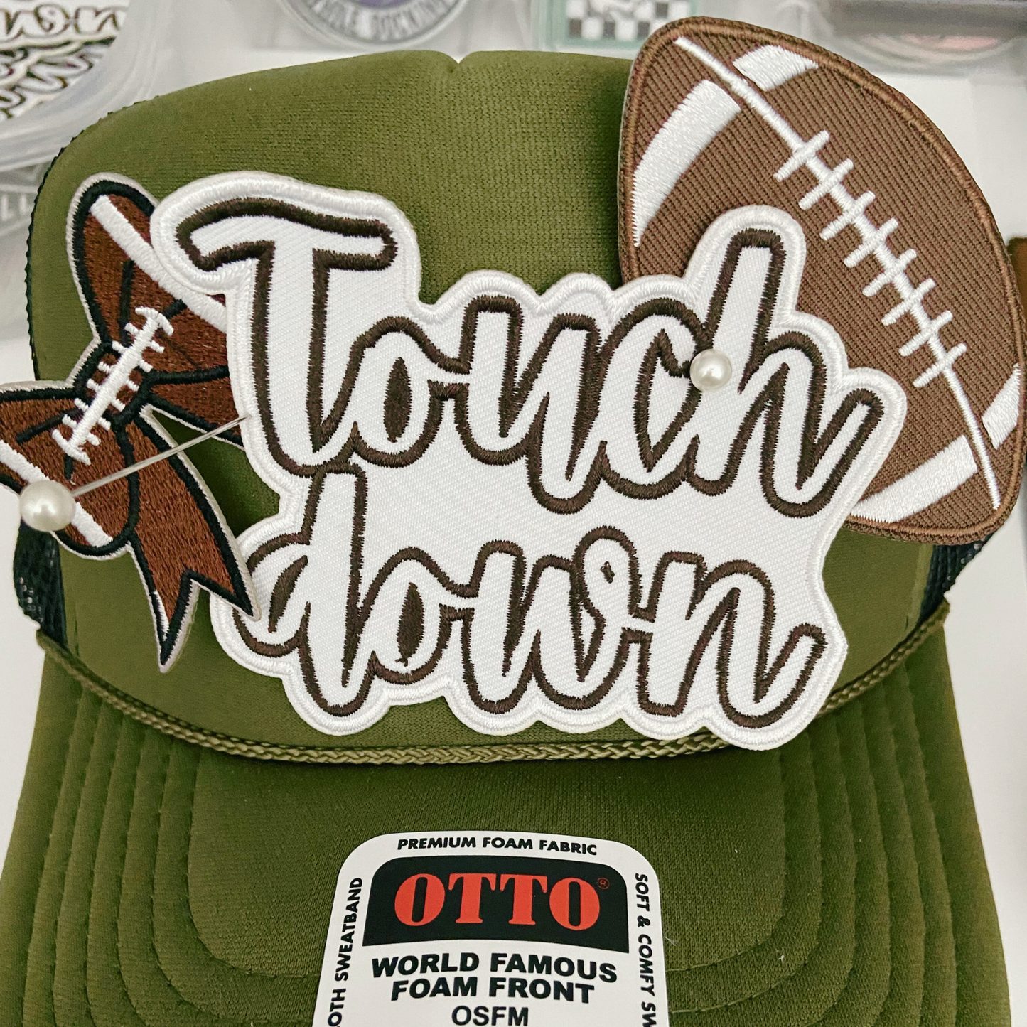 3" Football - Embroidered Hat Patch: QTY 1
