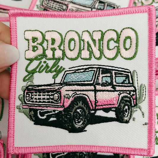 3" Bronco Girly - Embroidered Hat Patch (version 2): QTY 1