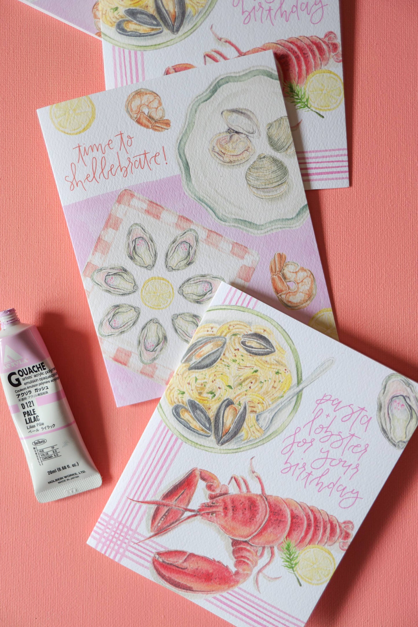 Pasta and lobster for your birthday card
