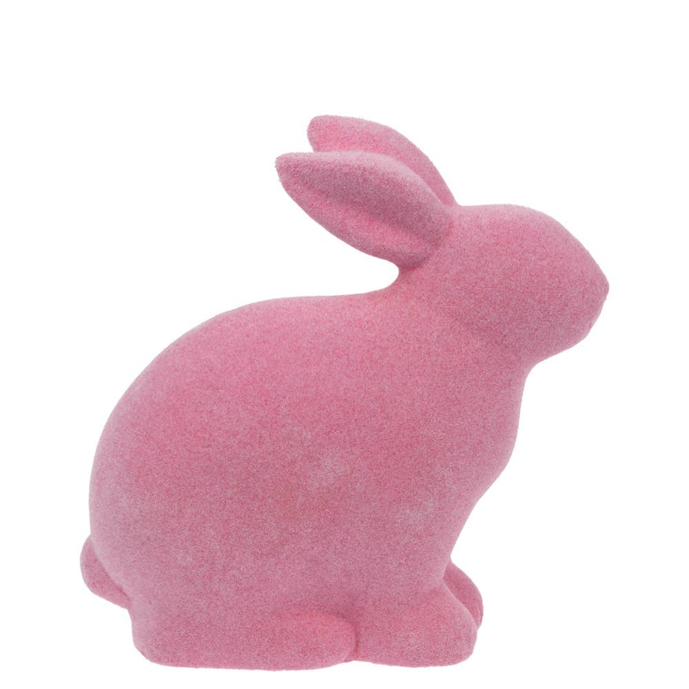 6" Purple Flocked Terracotta Sitting Bunny Easter