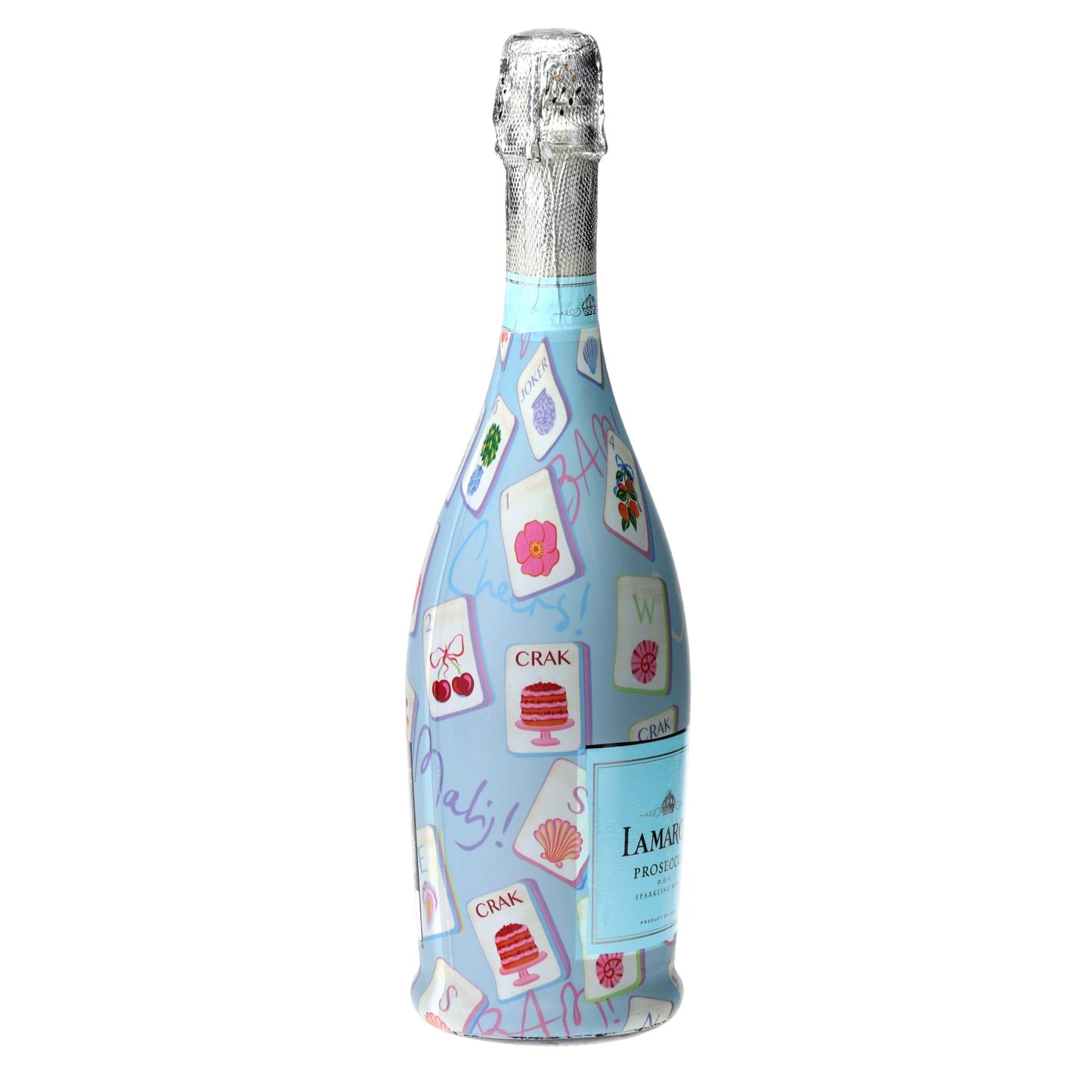 Pastel Blue Mahjong Prosecco Bottle Wrap
