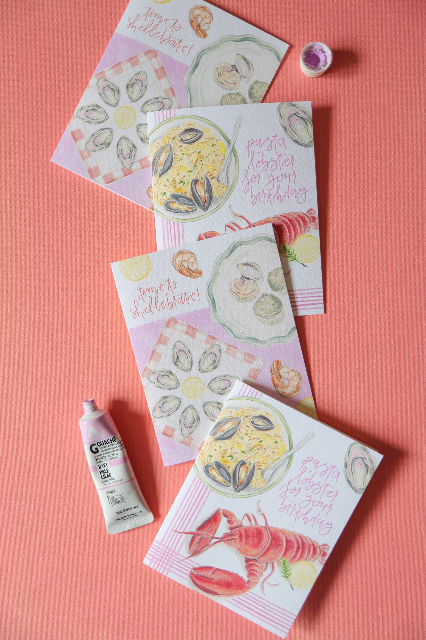 Pasta and lobster for your birthday card