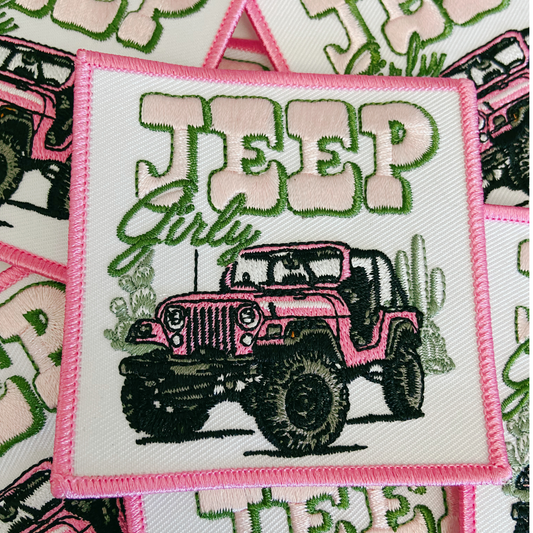 3" JEEP Girly - Embroidered Hat Patch: QTY 1