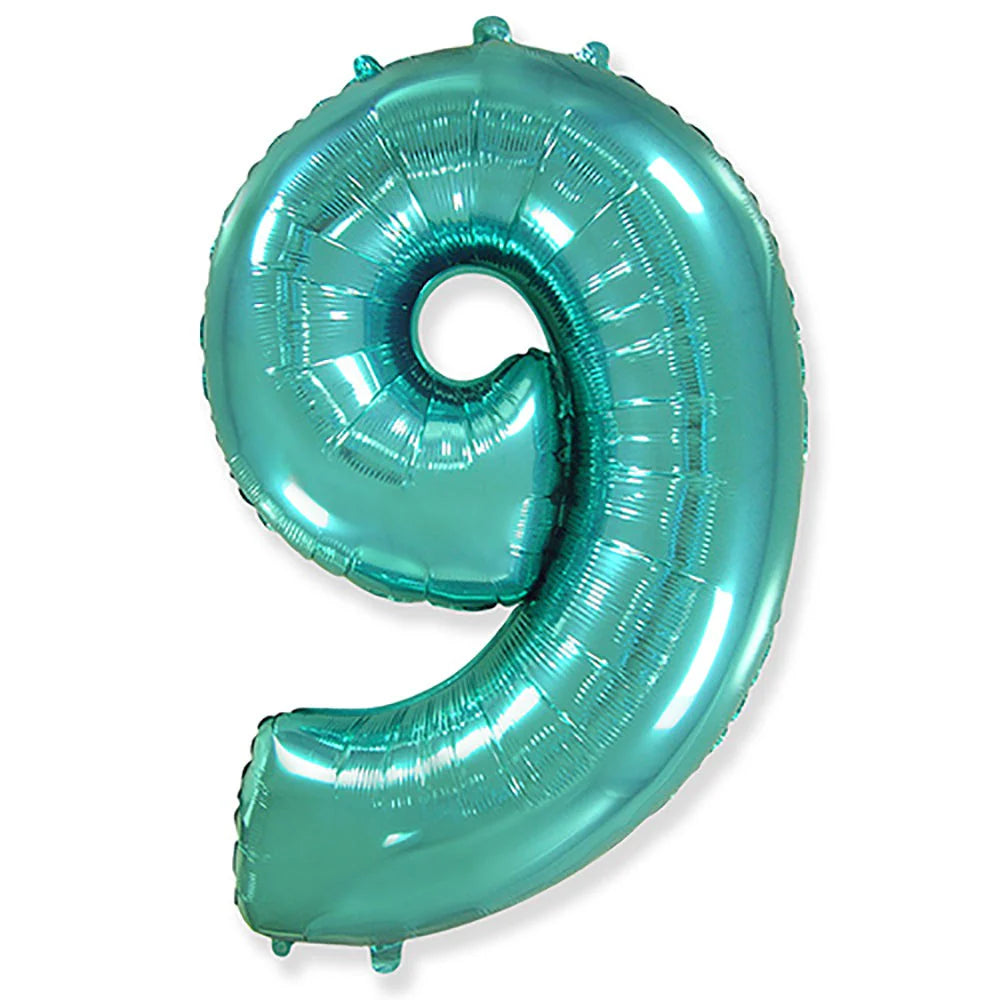 42 Inch Teal Number 9 Foil Balloon