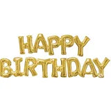 44 Inch Gold Happy Birthday Phrase Foil Balloons