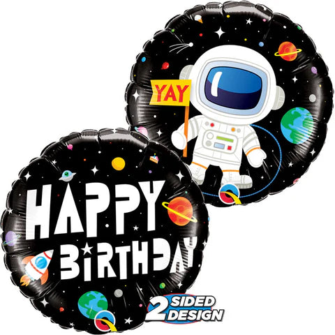 18 Inch Happy Birthday Astronaut Foil Balloon