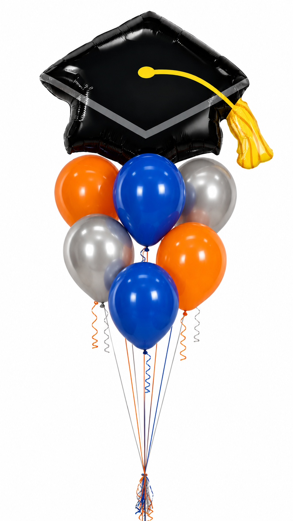 School Spirit - Orange and Blue Helium Bouquet