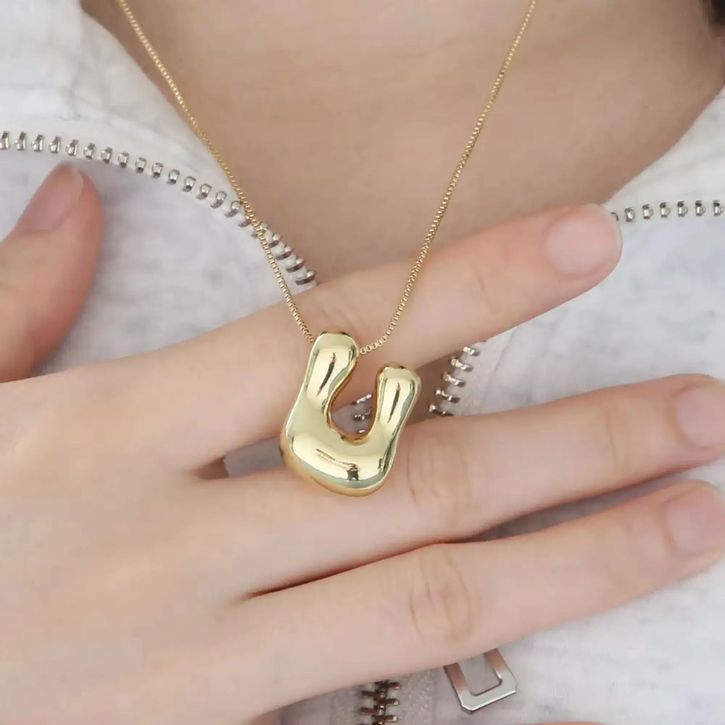 Groovy Large Bubble Initial Alphabet Necklace Pendant: G