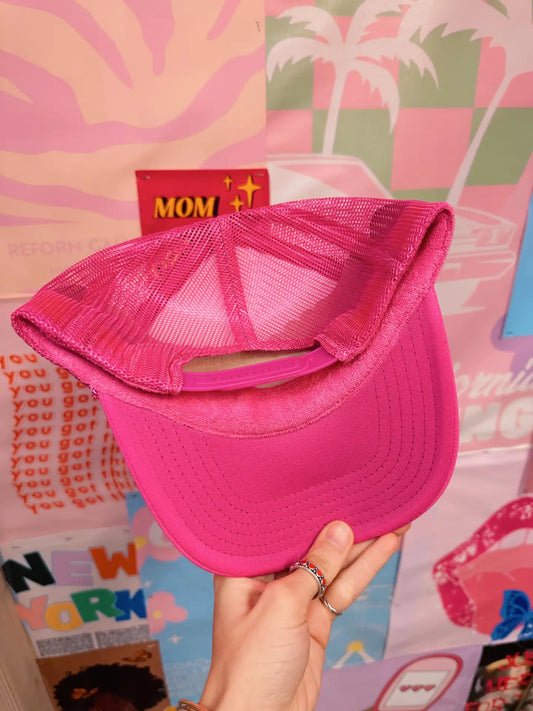 Support Day Drinking Trucker Hat - Hot Pink
