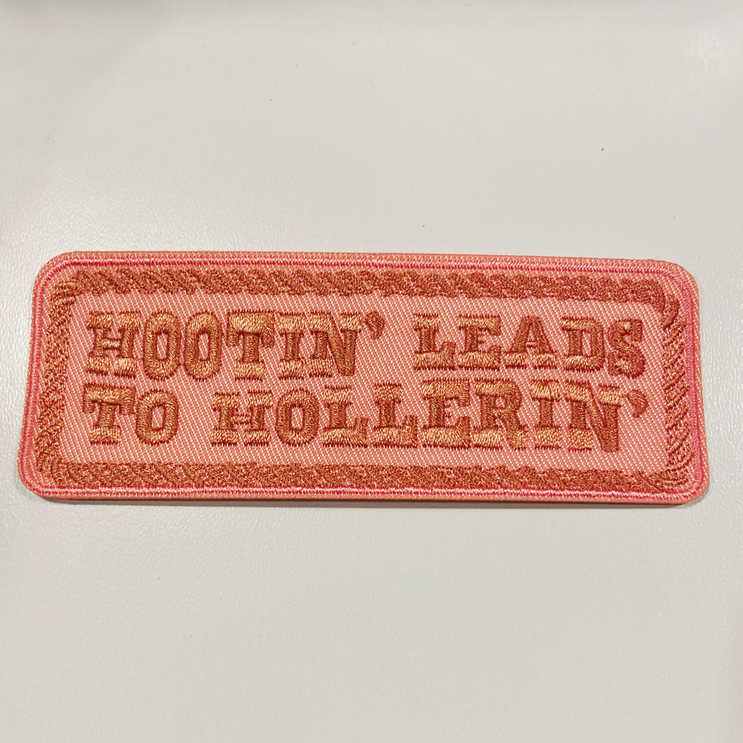 4" x 1.5" Hootin' Leads To Hollerin' - Embroidered Hat Patch: 3" Embroidered Patch