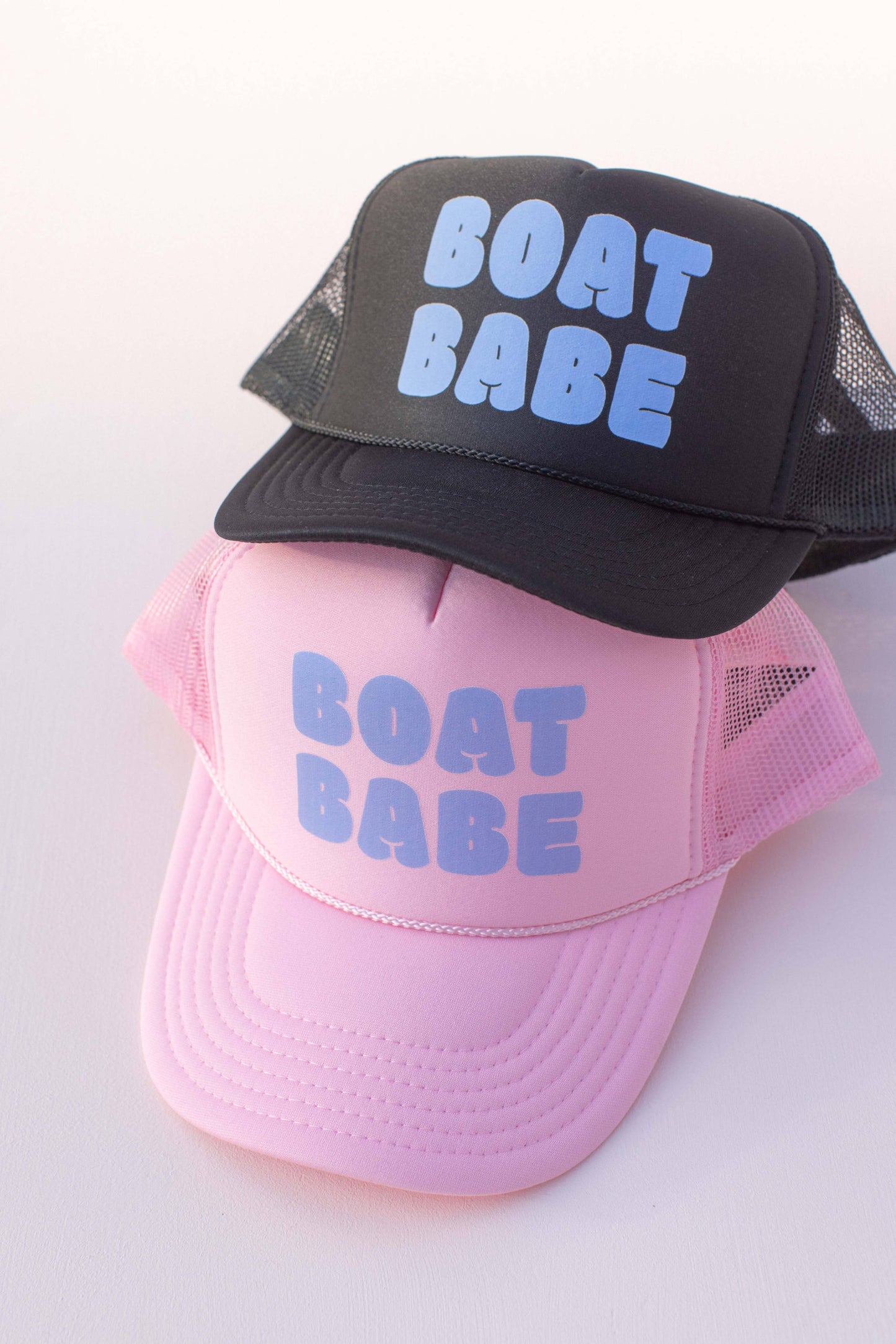 Boat Babe Trucker Hat Cap: Pink