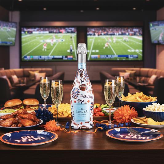 Navy & Orange Game Day Prosecco Bottle Wrap