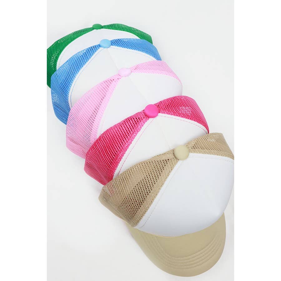 Classic Foam Solid Two Tone Trucker Hat: KHAKI / ONE