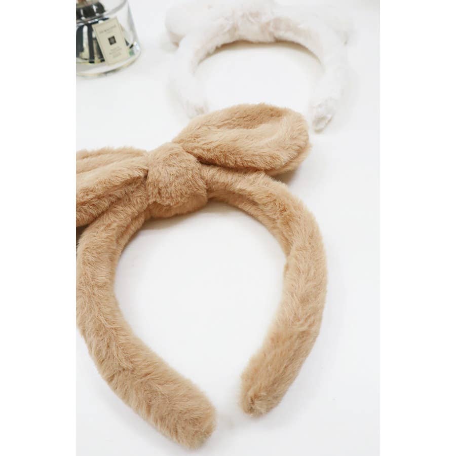 Soft Fur Bow Spa Headband: MIX COLOR / ONE