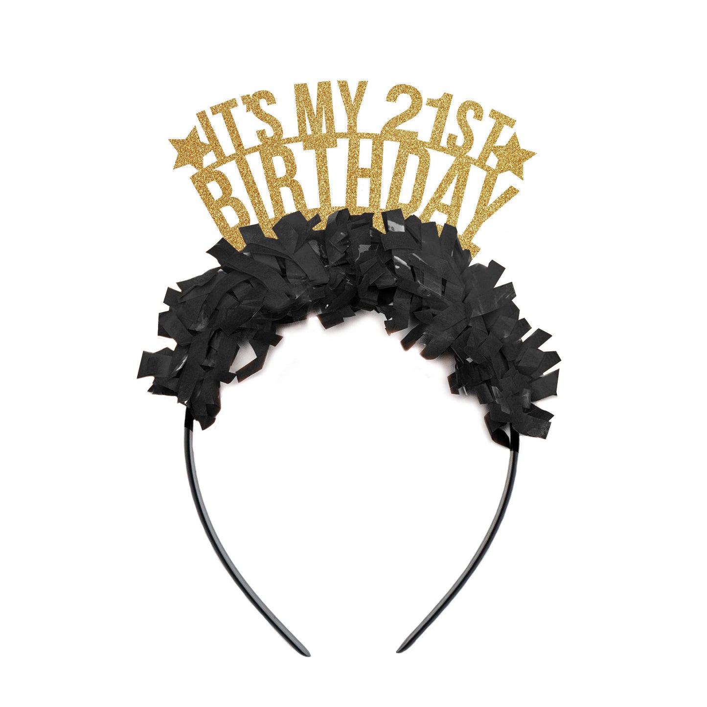 It's my 21st Birthday Party Headband Crown: Hot Pink words/Light pink fringe