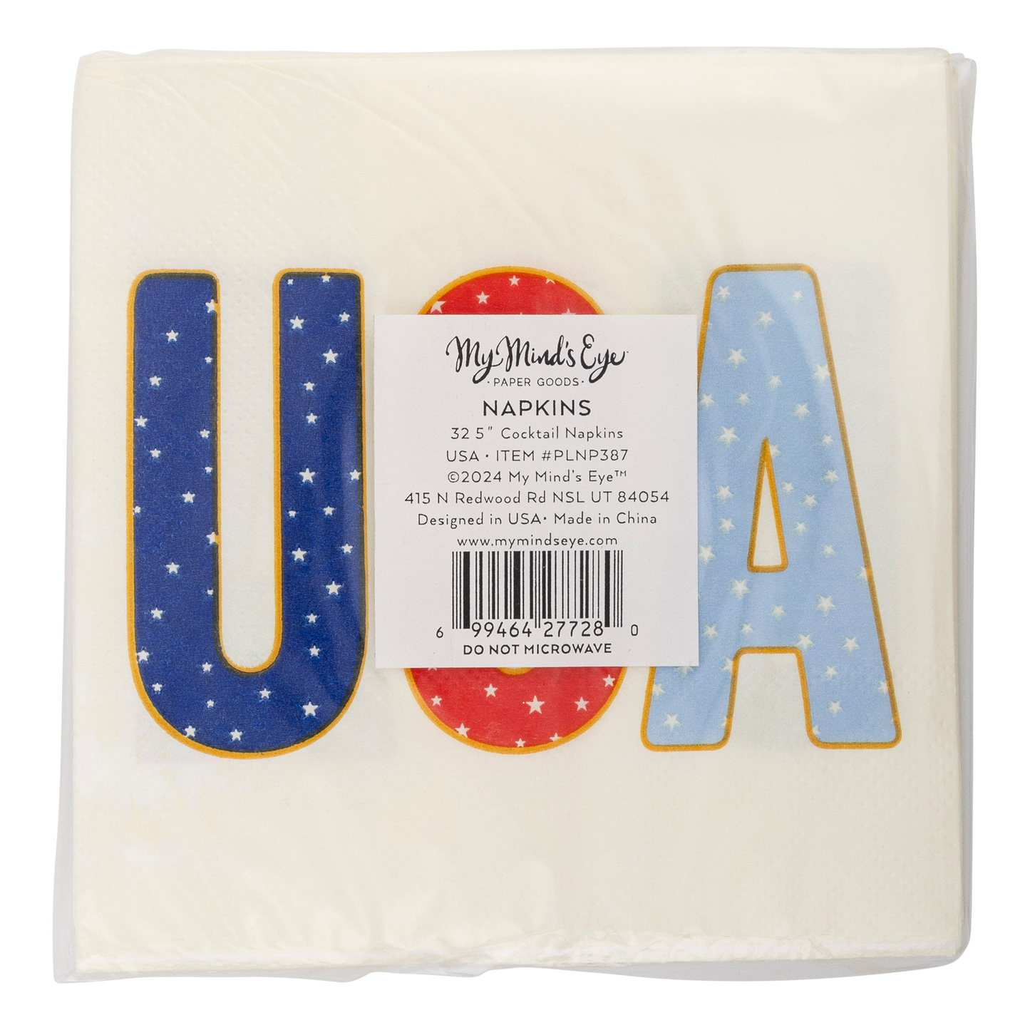 PLNP387 - FOIL USA Paper Cocktail Napkin