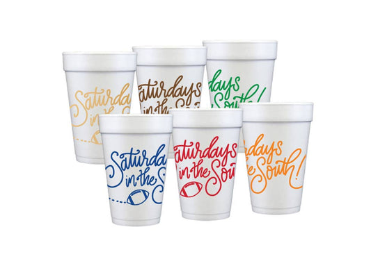 Saturdays in the South (6 colors) | Game Day Foam Cups: Gold (metallic)