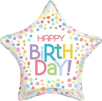17 Inch Happy Birthday Star Foil Balloon