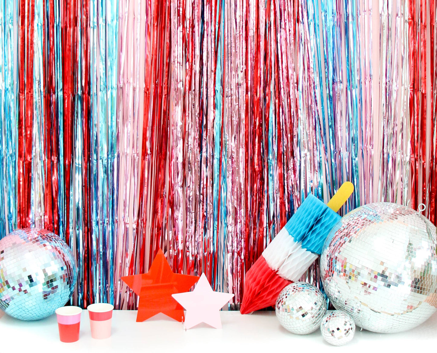 Mylar Fringe Curtain - Patriotic Pack for the 4th of July
