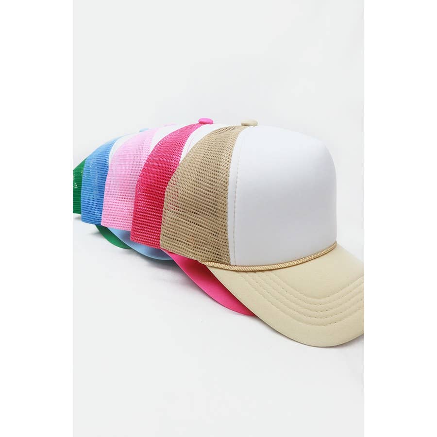 Classic Foam Solid Two Tone Trucker Hat: KHAKI / ONE