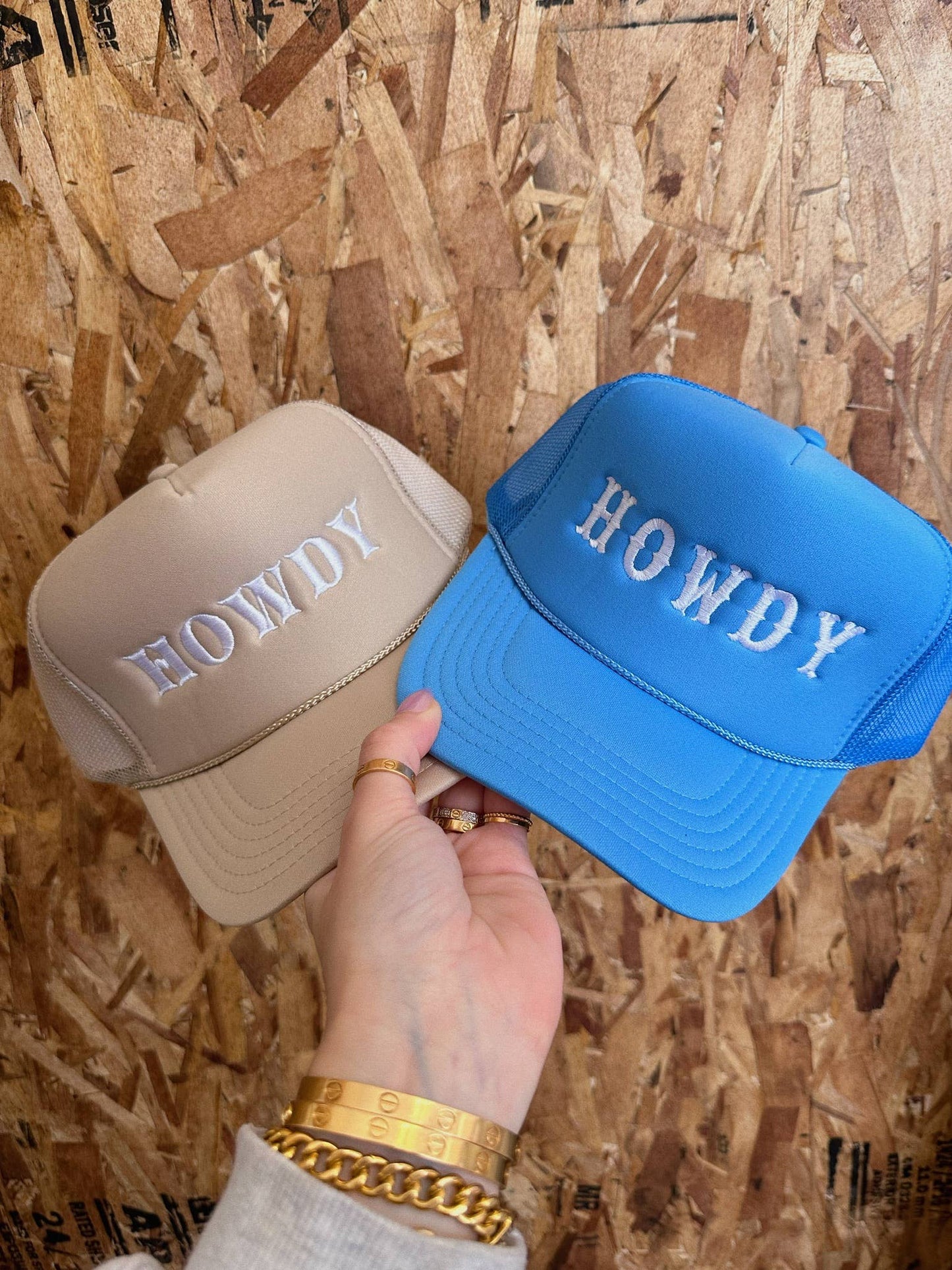 Howdy Trucker Hat: Embroidery : Blue