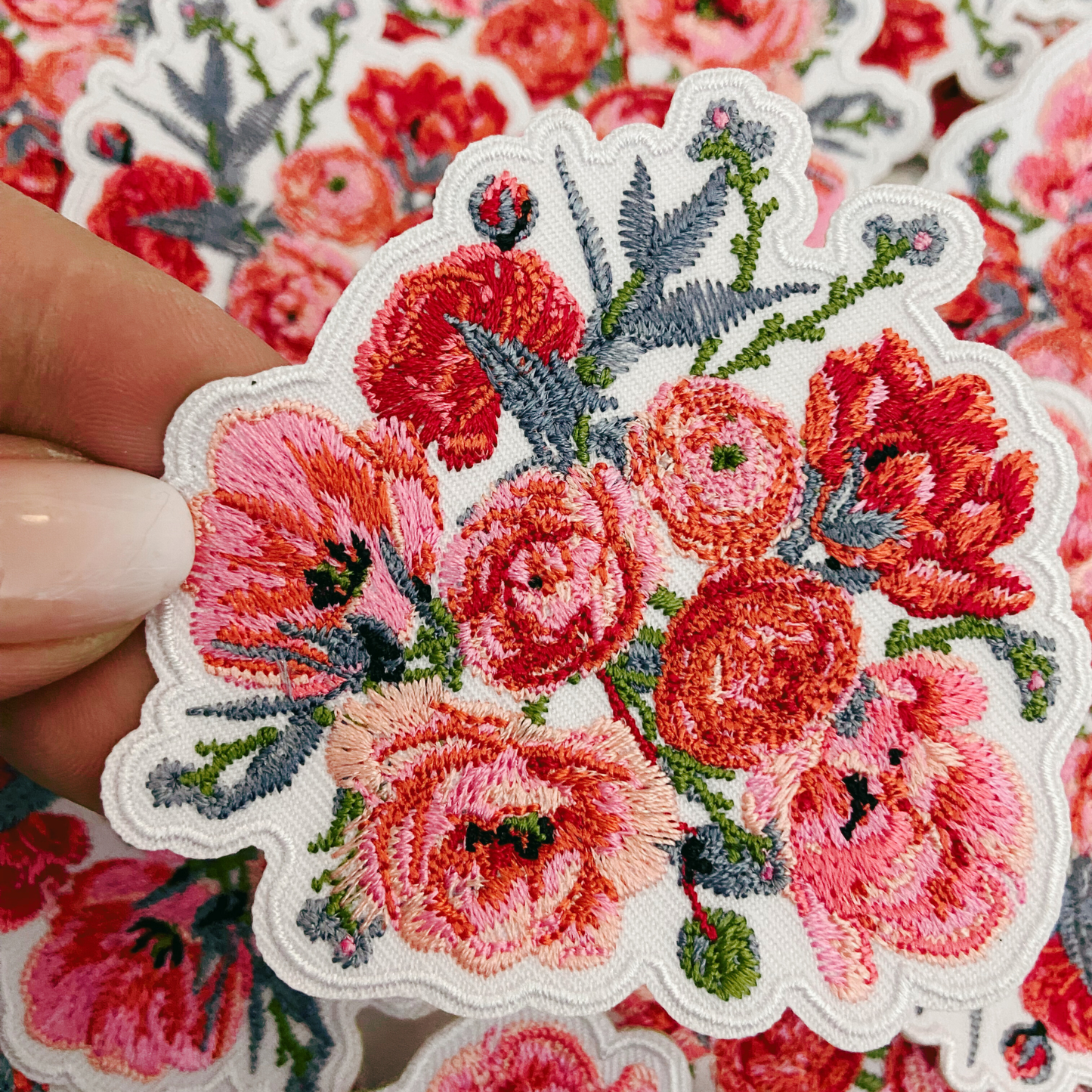 3" Floral iron on Patch - Embroidered Hat Patch: 2" Embroidered Patch