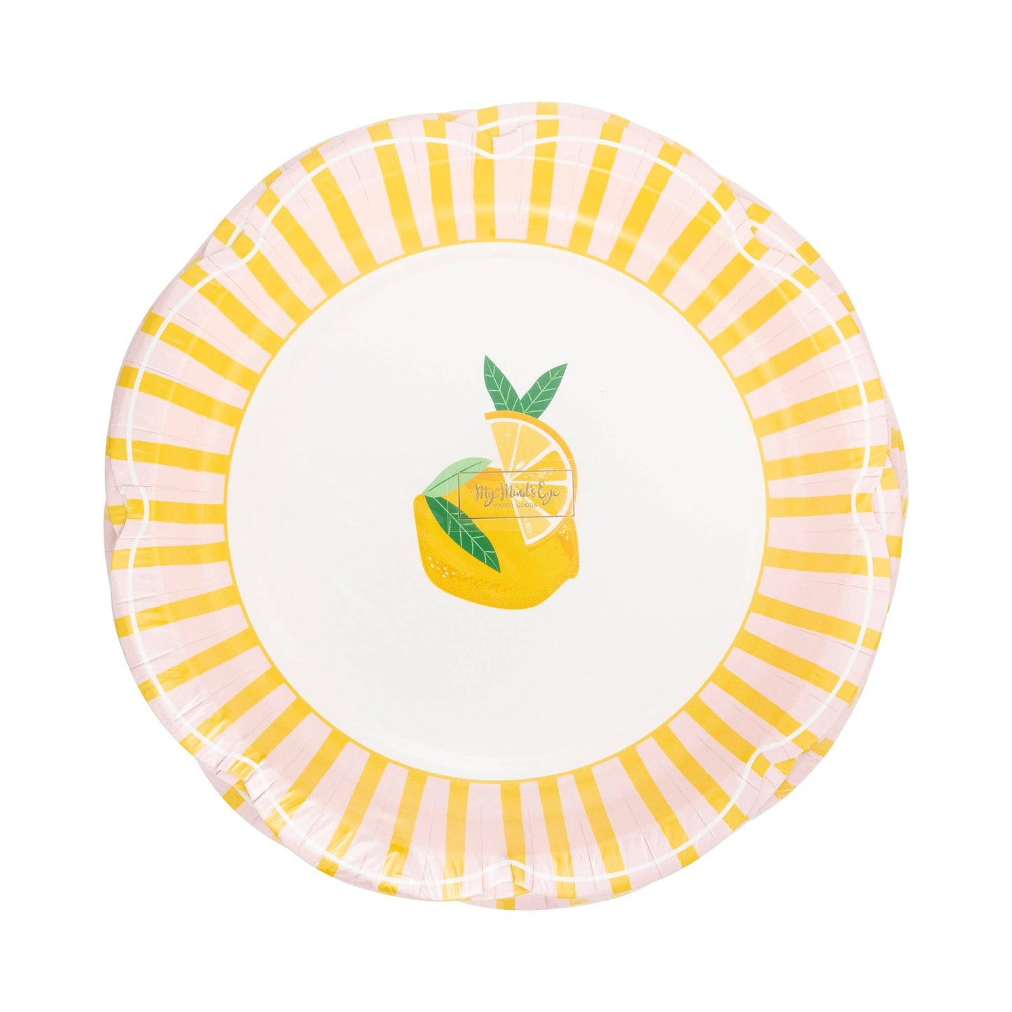 LEM1142 - Yellow & Pink Striped Scallops Plate