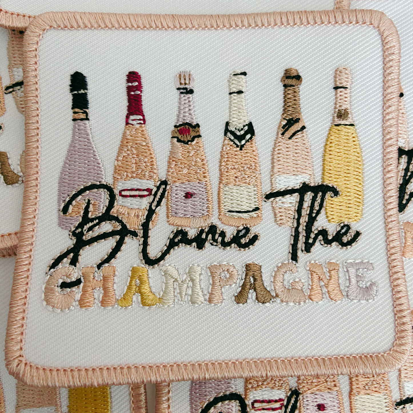 3" Blame the Champagne - Embroidered Hat Patch: QTY 1