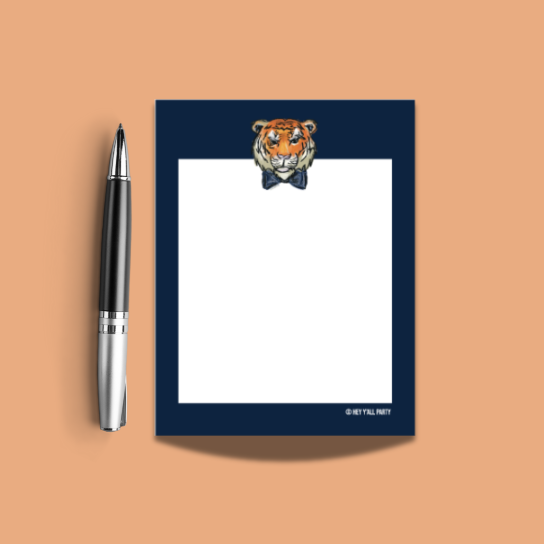 Tiger Wearing a Blue Bow Tie Notepad