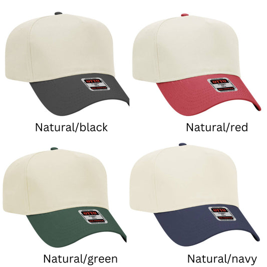 Go Ask your dad hat, Two Tone Hat, Embroidered Hats: Natural/Black