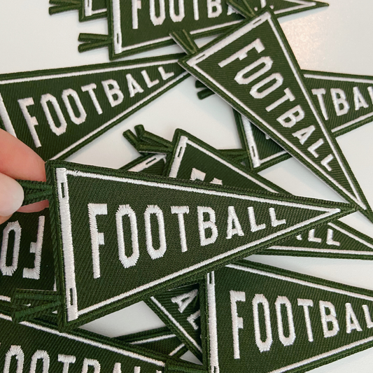 3" Football Flag - Embroidered Hat Patch: QTY 1