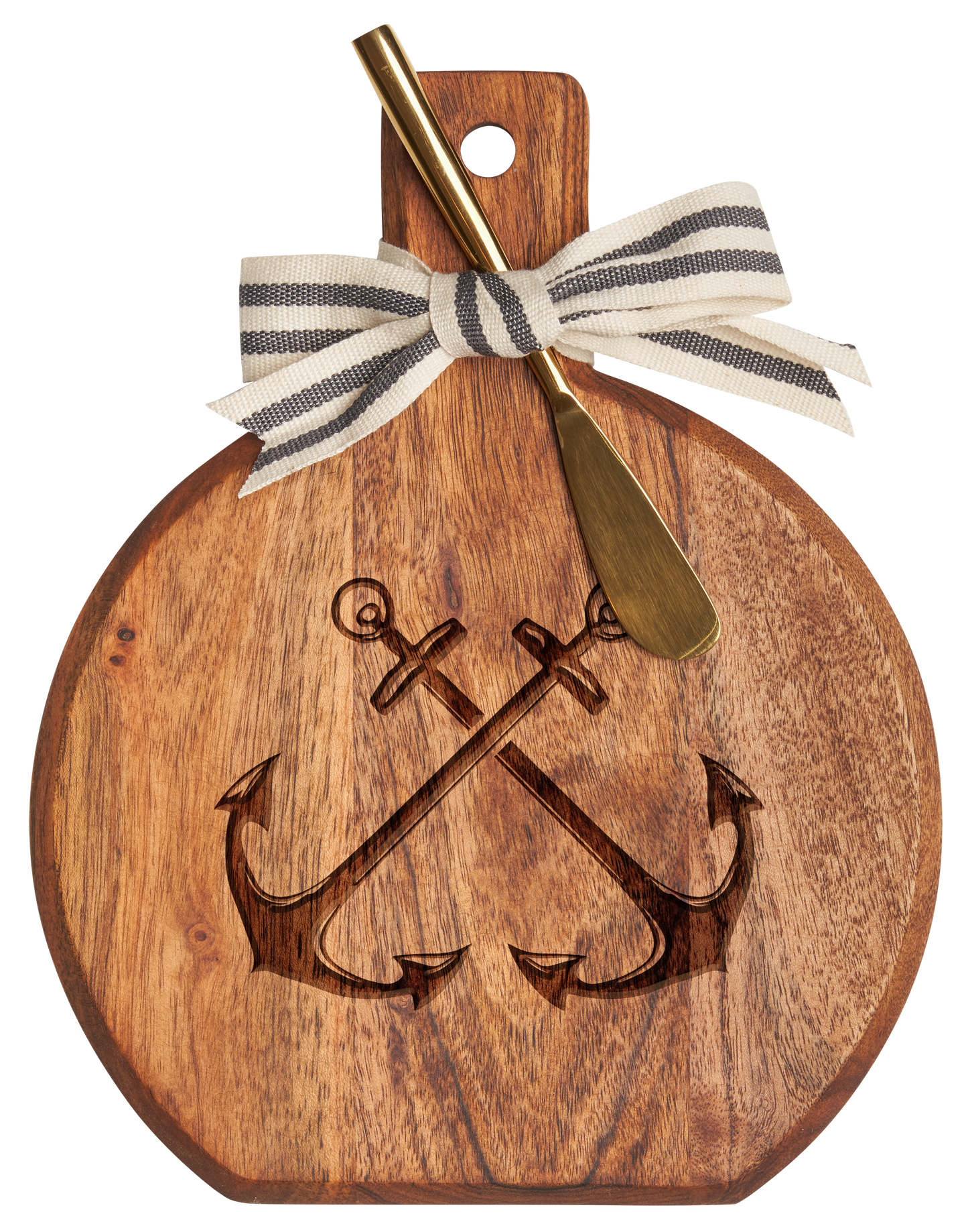 Acacia Bevel Board with Handle | Double Anchor | 9.75 x 8"