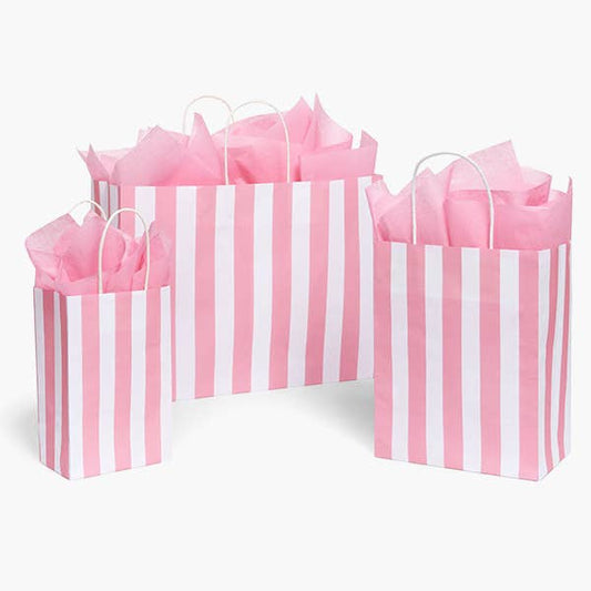 Pink Cabana Stripe Paper Gift Bag 8x4.75x10.5"