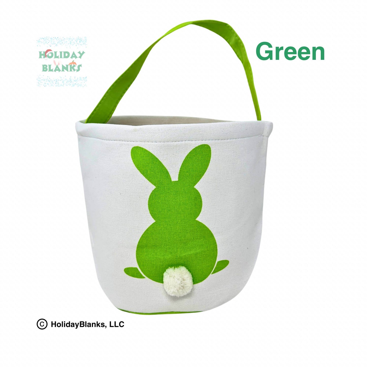 Solid bunny with furry tail easter basket embroidery blank: Blue