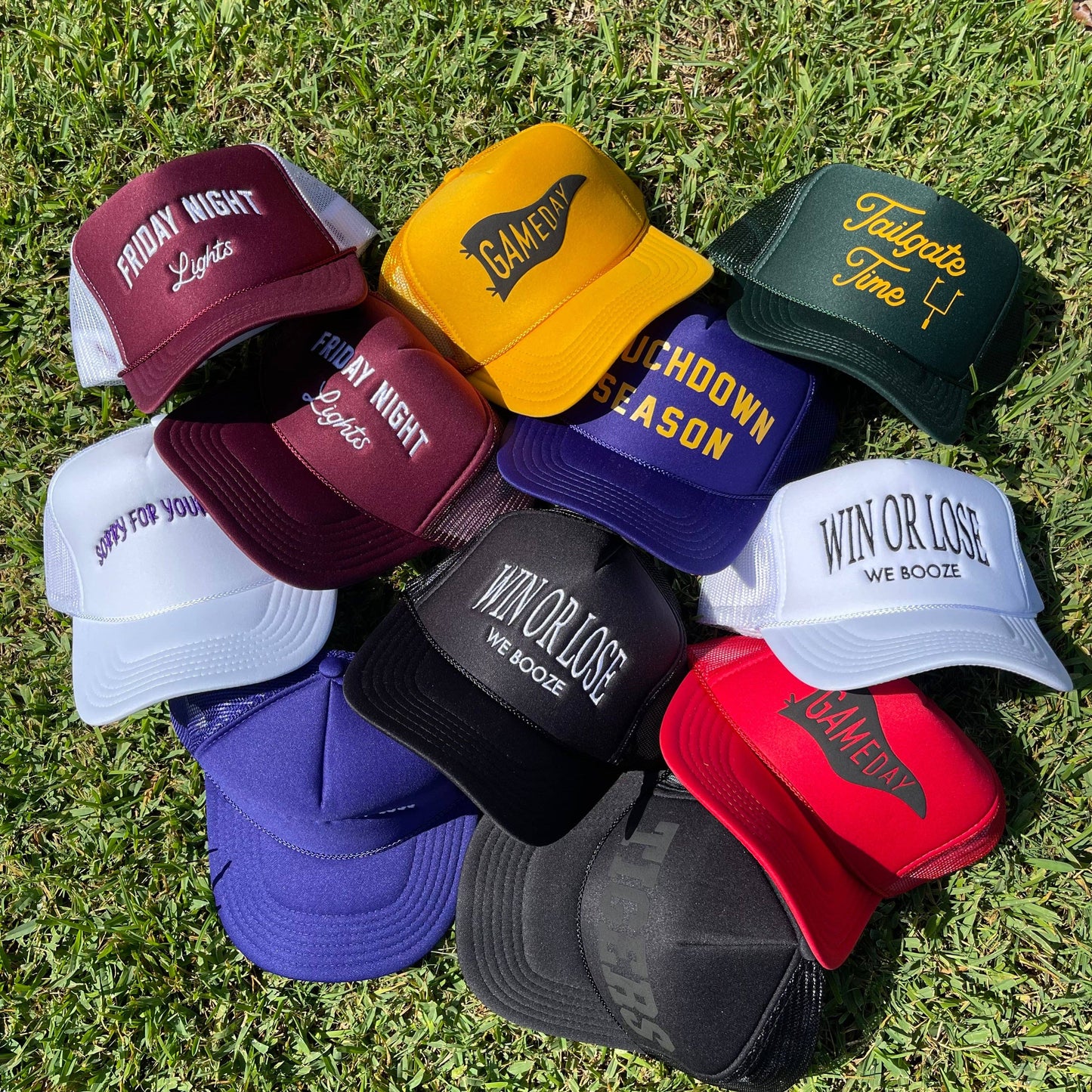 Win or Lose We Booze Trucker Hat: White
