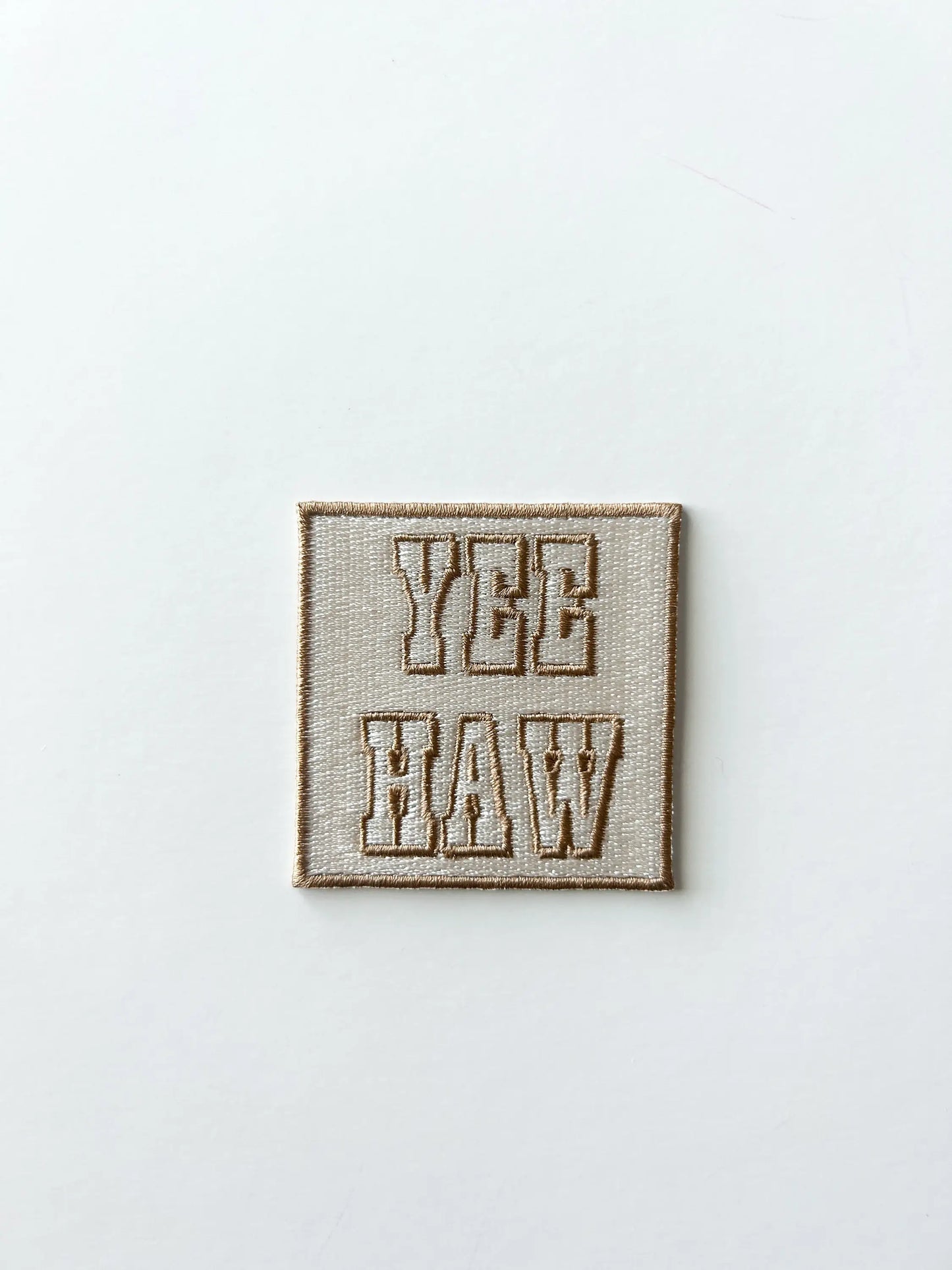 Yee Haw Tan Brown Embroidered Iron On Patch