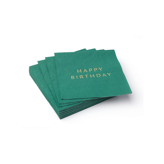 EMERALD GREEN SIGNATURE HAPPY BIRTHDAY COCKTAIL NAPKINS
