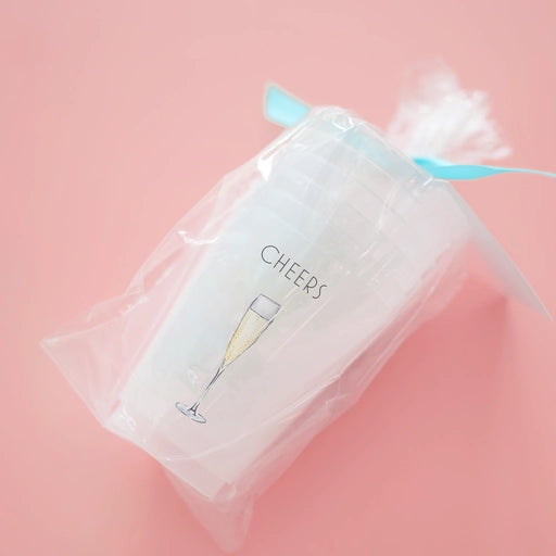 "Cheers" Champagne Flute Frosted Cups | Set of 6