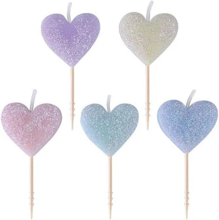 Glitter Heart Birthday Candles (5PK)