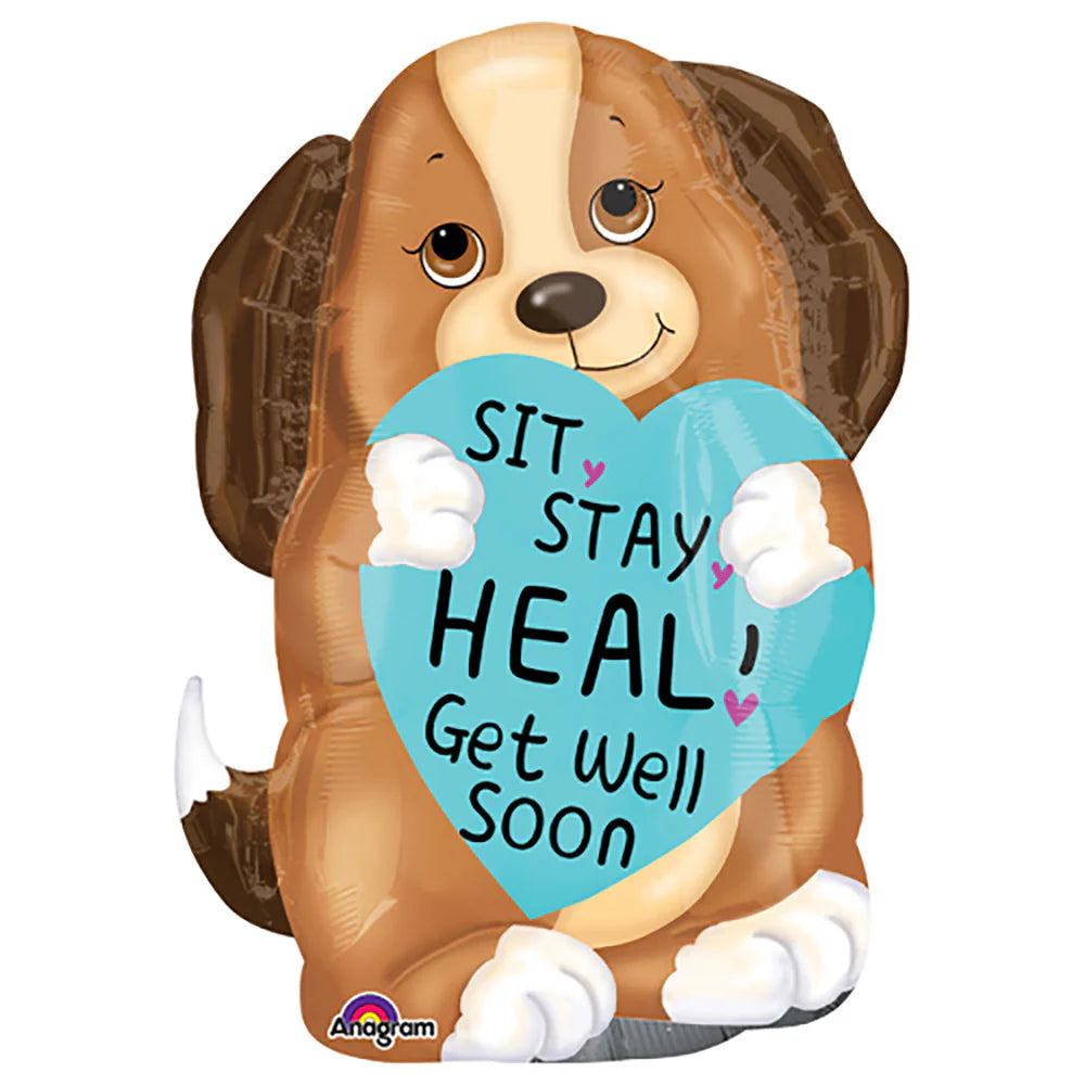 17 Inch Sit, Stay, Heal Puppy Get Well Foil Balloon