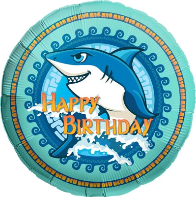 17 Inch Tribal Shark Happy Birthday Foil Balloon