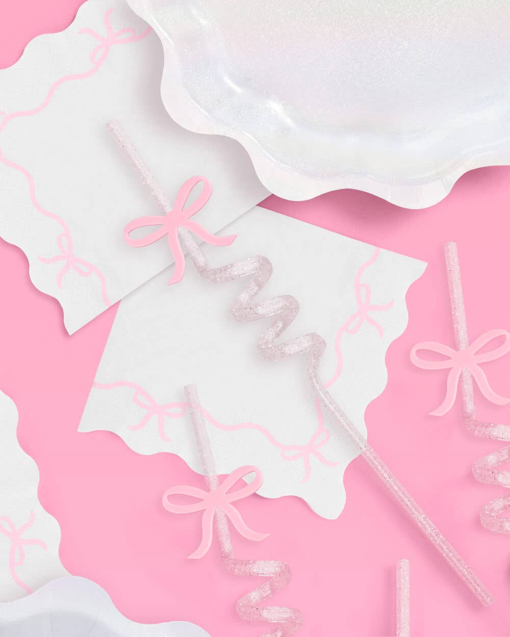 Bow Reusable Glitter- 12 Straws | pink glitter, drinkware